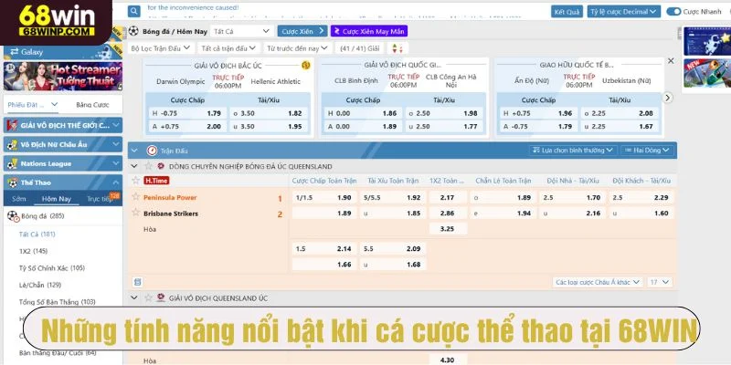 68WIN cung cấp nền tảng cá cược thể thao chuyên nghiệp