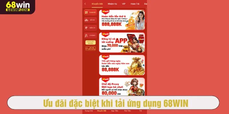68WIN thưởng nạp hấp dẫn cho game thủ