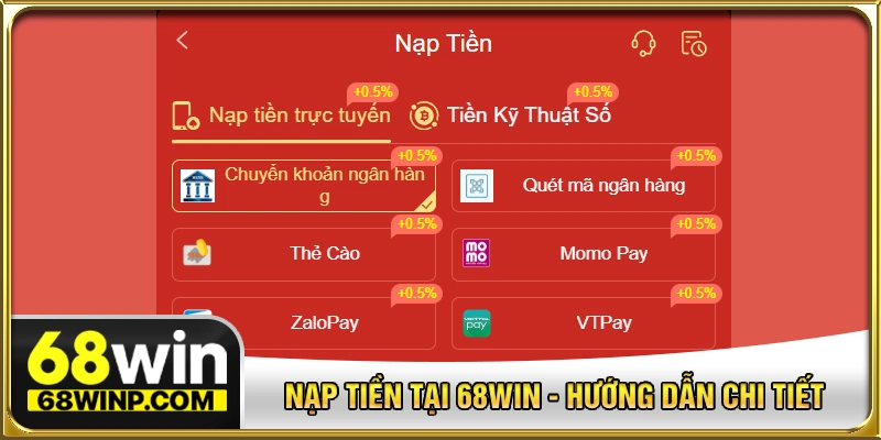 Nạp tiền tại 68WIN