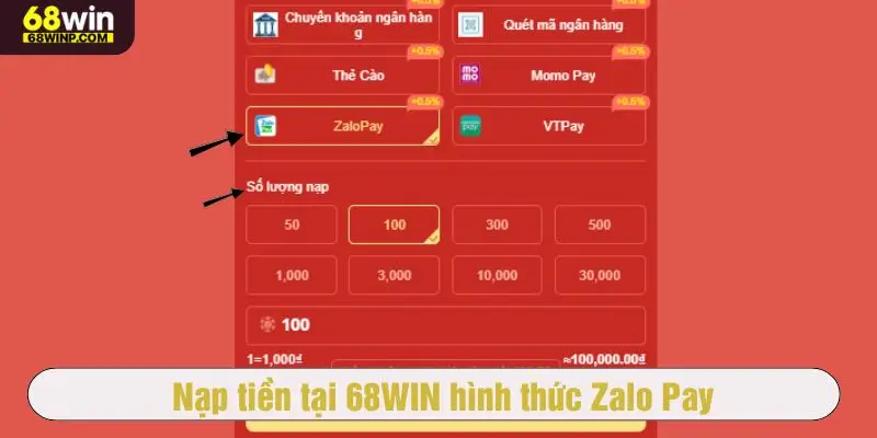 Nạp tiền vào tài khoản bằng Zalo Pay